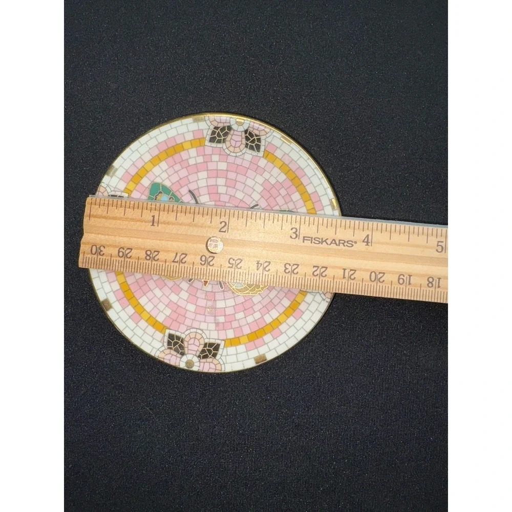 Anthropologie Bistro Garden Butterfly Tile Coaster Pink Green Green Gold‎